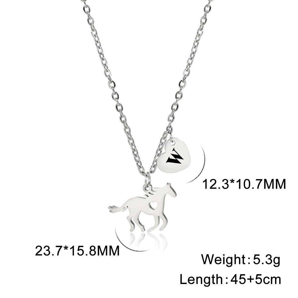 Letter Pendant Stainless Steel Necklace