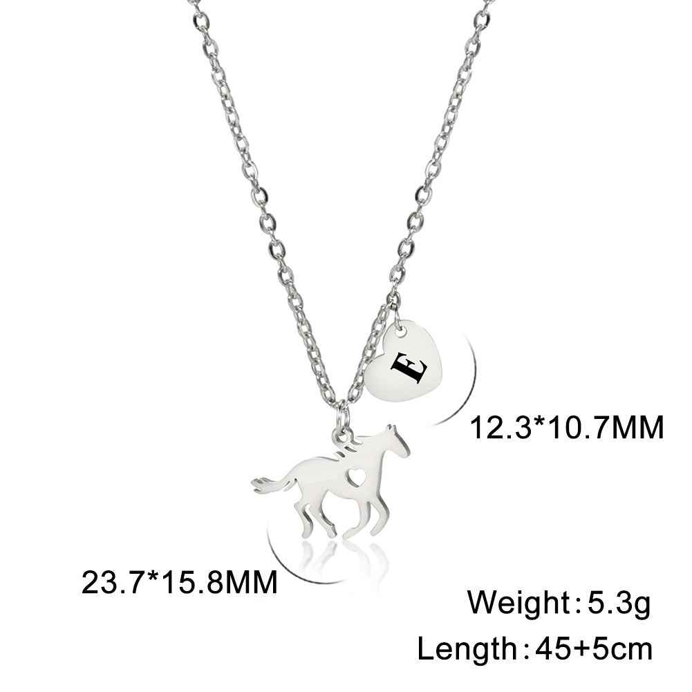 Letter Pendant Stainless Steel Necklace