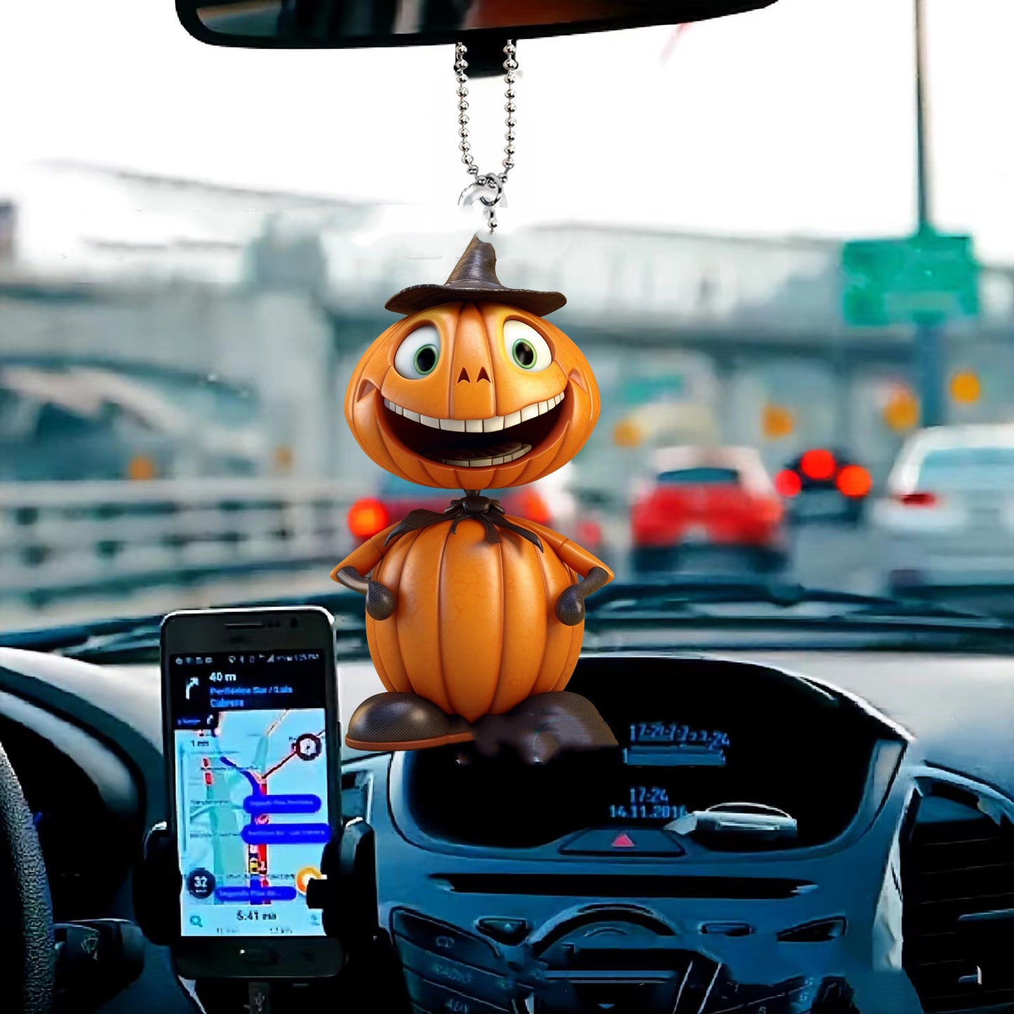 Halloween Creative Pumpkin Man Automobile Hanging Ornament Keychain