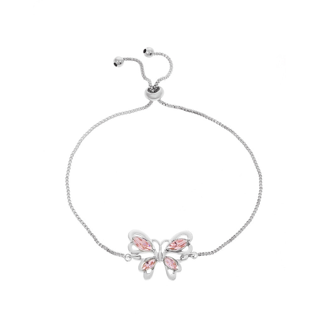 Luxury Fashion Pink Crystal Hollow Butterfly Bracelet